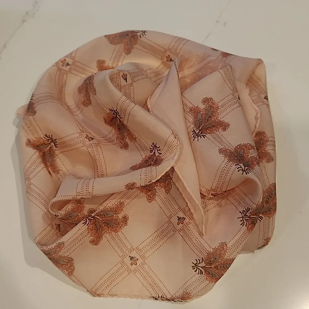 Pierre Cardin Floral Windowpane Check Oblong Scarf Vintage